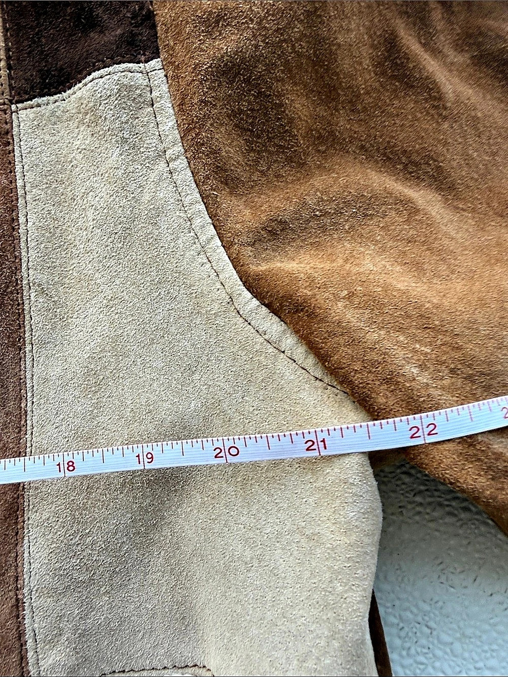 Vintage Express Patchwork Suede Leather Cow Print Coat Y2K Western Boho Size Med - Picture 8 of 11